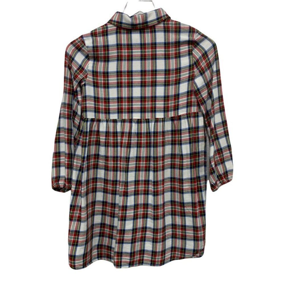 Gap Girls Size M Plaid‎ Shirt Dress Long Sleeve White Red Navy Checked - Picture 7 of 7
